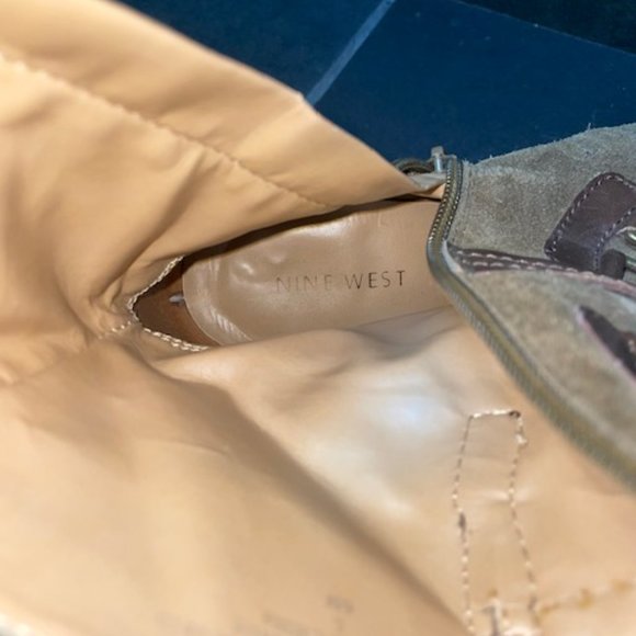 Nine West Scorpion Heeled Boots - Olive Green Suede - Size 6 - Picture 11 of 14